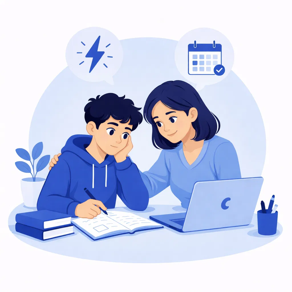 Aide scolaire immédiate en ligne lycée — lycéen en session vidéo avec un enseignant Culmina