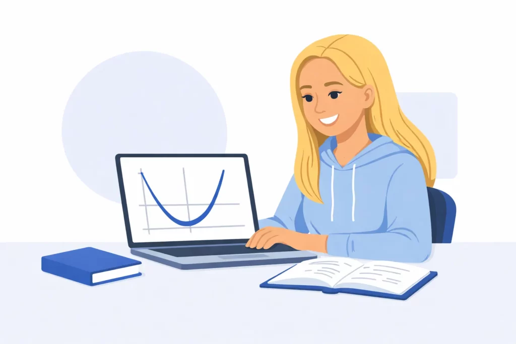 Soutien scolaire lycée en ligne — lycéenne qui révise les maths avec Culmina
